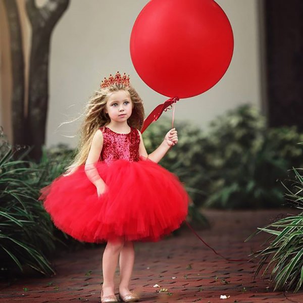 Riolio-Toddler Girl Tulle Press Sweet Sequin Decoration Formal Dress