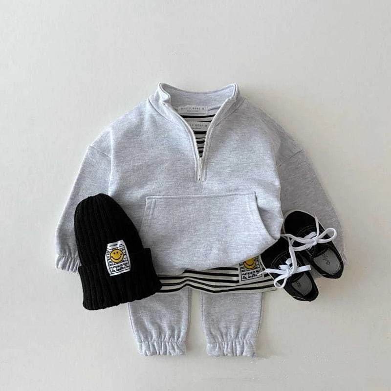 Plush Collar Style -  Fleece Basic Set Grey