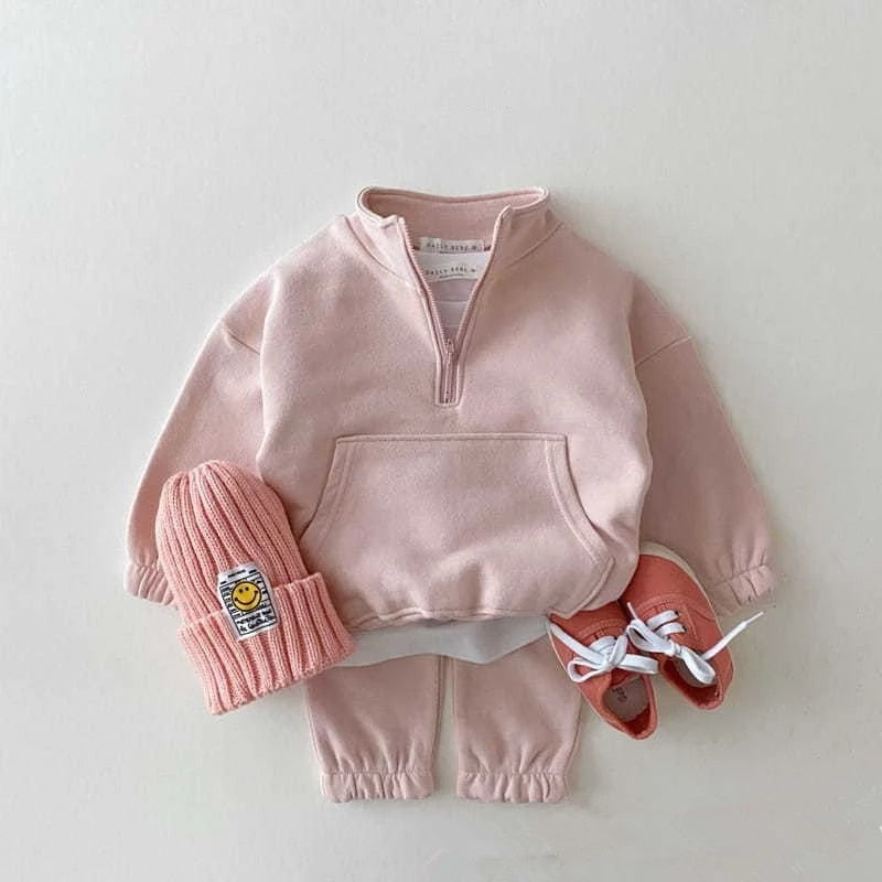 Plush Collar Style -  Fleece Basic Set Pink