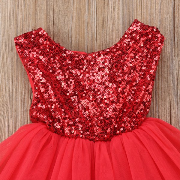 Riolio-Toddler Girl Tulle Press Sweet Sequin Decoration Formal Dress