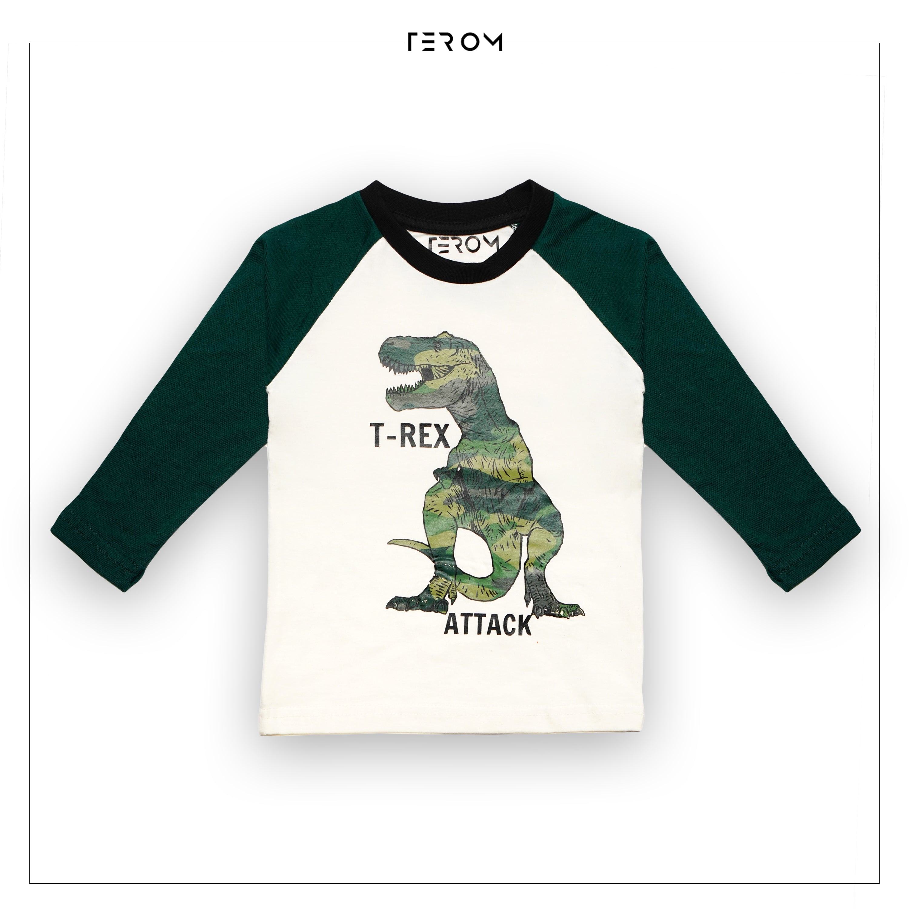 TEROM - GREEN LONG SLEEVE RAGLAN T-SHIRT