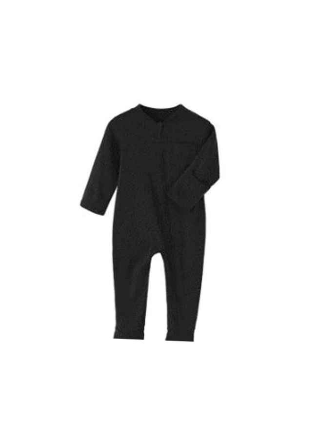 Plush-Baby Soft Bamboo Viscose Zipper Romper - Black