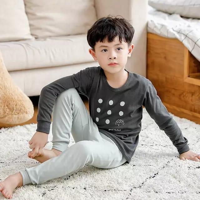 Plush Night Suit - PJ Set Grey Contrast is