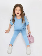 Plush- Everyday Drop Shoulder Co-ord Set in Light blue