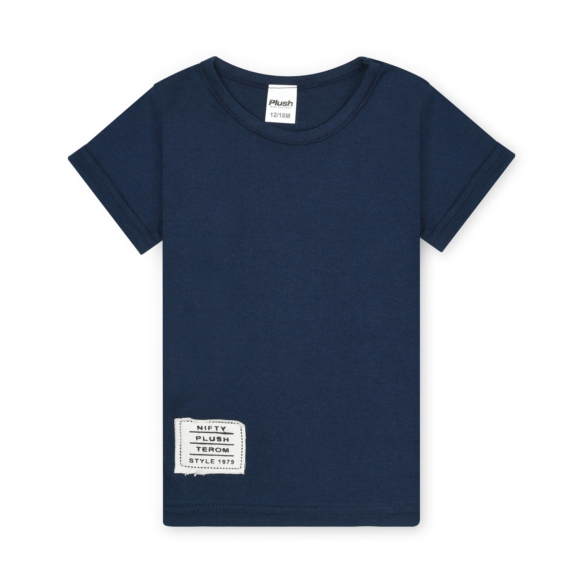 Plush-Nifty Basic Short & Shirt Set - Navy Blue