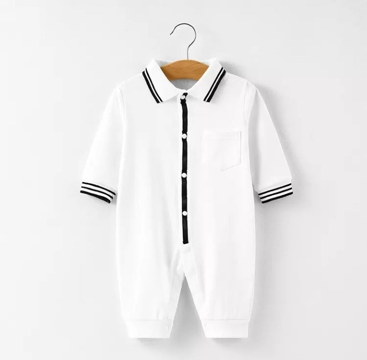 Black and outlet white polo jumpsuit