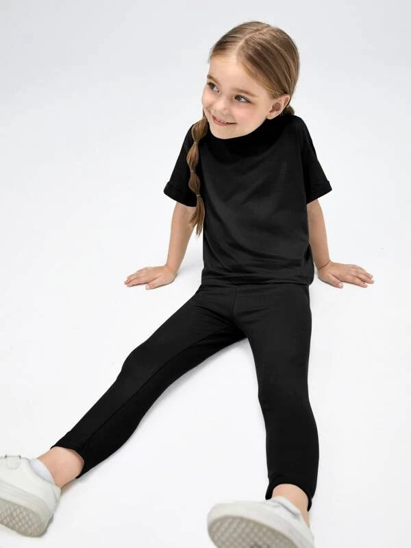 Girls Black T-Shirt & Trouser Co-ord Set